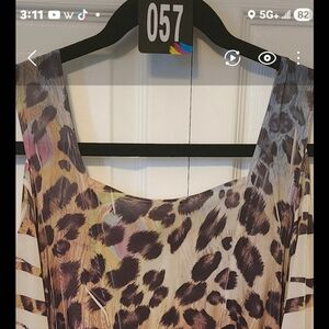 Leopard Print Cold Shoulder Women's Top